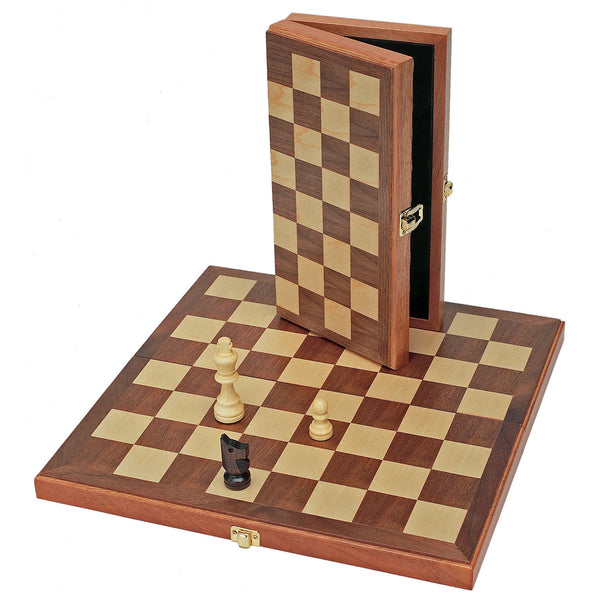 11 Classic Folding Chess Set - Walnut Wood Board