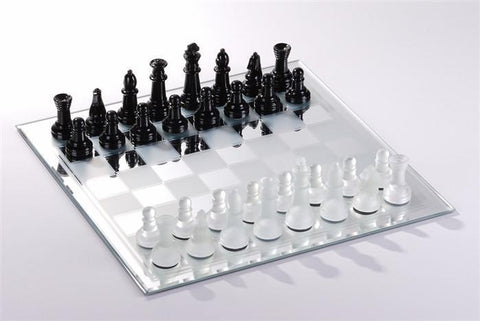 Black and Frosted Glass Chess Set