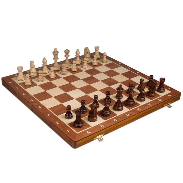 18” x 18” Mahogany and Maple Folding Chess Set – Chess Forum