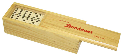 Double Six Dominoes in Wood Box