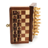 7" Golden Rosewood Magnetic Folding Chess Set