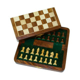 7" Golden Rosewood Magnetic Folding Chess Set