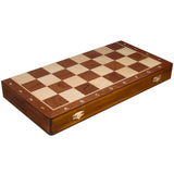 21” x 21”  mahogany and maple box/board with 4” king German design wood pieces.