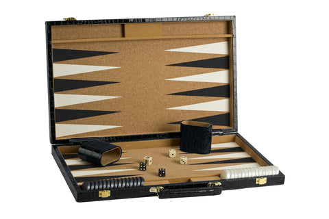 18" Black Imitation Snake Skin Backgammon