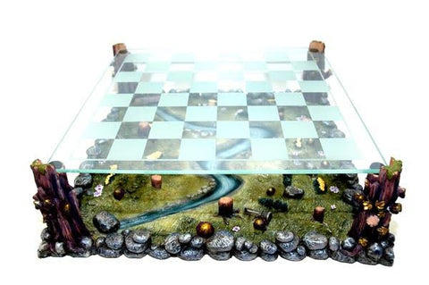 17" Medieval Fantasy Chess Game Set w/ 3D Castle Platform Metal Pewter  3" King