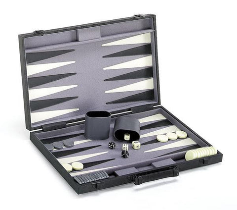 15" Black Vinyl Backgammon Set