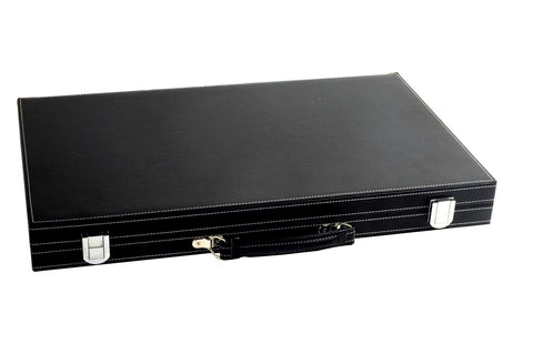 18" Black Leatherette Backgammon Set