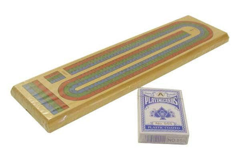 Three-track Cribbage Set with a Deck of  Playing Cards